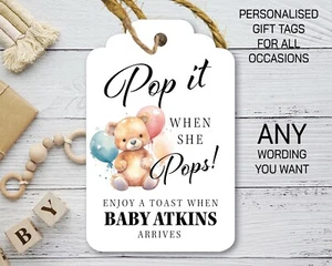 Pop It When She Pops Etiquetas Favoritas Personalizadas Baby Shower Etiqueta Oso de Peluche 204 - Imagen 1 de 4