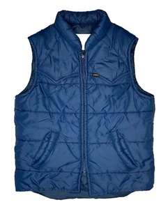 *VTG* Storm Rider Lee 70s Unisex Blue Full-Zip Puffer Vest; Made in USA; S - Picture 1 of 6