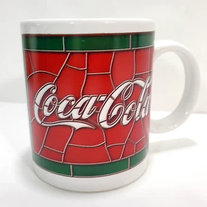 Taza de bebidas vintage de Coca Cola 1995 usada en excelente estado imagen de vitral de Coca Cola 8 oz - Imagen 1 de 7