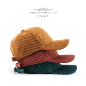 Women Corduroy Solid Light Panel Curved Eave Duckbill Adjustable Baseball Cap - Picture 1 of 16