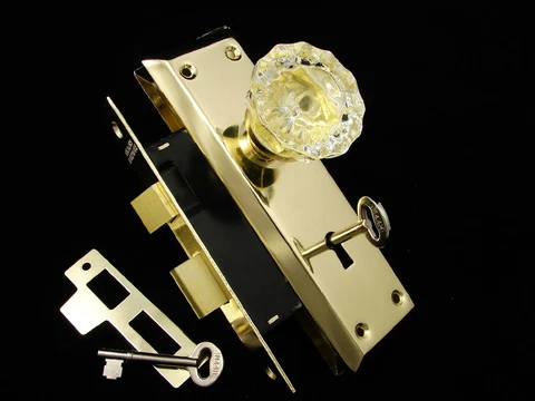 ANTIQUE STYLE GLASS DOOR KNOB BRASS PLATES MORTISE SET NEW DOORKNOB DOORKNOBS Cover