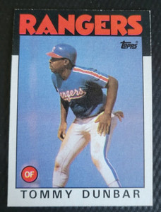 1986 Topps TCG Outfielder TOMMY DUNBAR Texas Rangers MLB Baseball Card #559