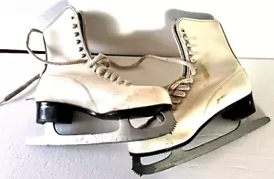 Vintage Imperial Women's Size 8 White Figure Skates Tempered Hardened Blade - Picture 1 of 11
