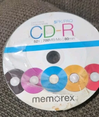 Memorex CD-R 5-Pack Cool Colors 52X 700MB 80 min New - Image 1 of 4