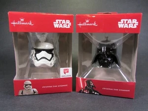 Hallmark Star Wars Ornaments Set of 2 Darth Vader & Stormtrooper Helmet NEW - Imagen 1 de 7