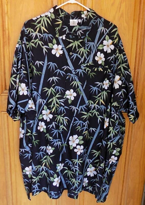 Мужская гавайская рубашка Barefoot Attitude размер 3XL черная с цветочным принтом - Изображение 1 из 2