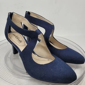 Women's LifeStride Giovanna 2 suede Pumps Shoes in Navy Blue Womens sz 9.5 Wide - Picture 1 of 7