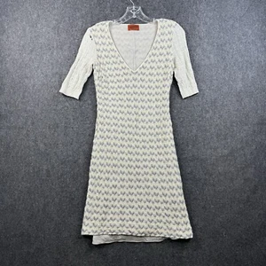 Missoni Dress Women’s 40 EU 4 US Ivory Cream ½ Sleeve Cashmere Silk Crochet - Picture 1 of 11