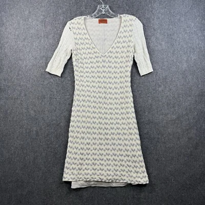 Vestido Missoni Mujer’s 40 EU 4 US Marfil Crema Manga 1/2 Cachemira Seda Crochet Foto 1 de 4