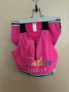 Justice Pink 2 Piece Longline Zip Bikini Swim Suit Size XL - New (67) - Picture 1 of 3