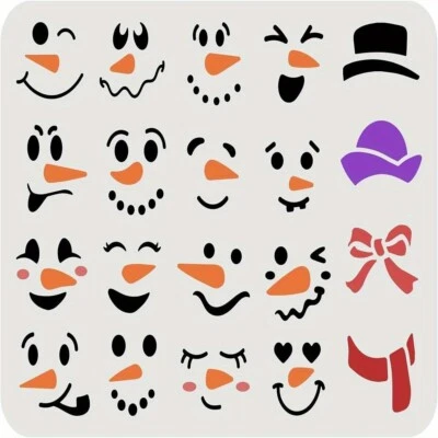 1pc Snowman Face Stencil 29.7x21cm Snowman Stencil Plastic Snowman Smile Face - Image 1 of 4