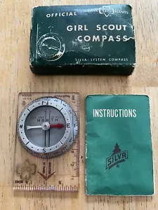 Bussola vintage ufficiale Girl Scout Silva System in scatola originale - Foto 1 di 8