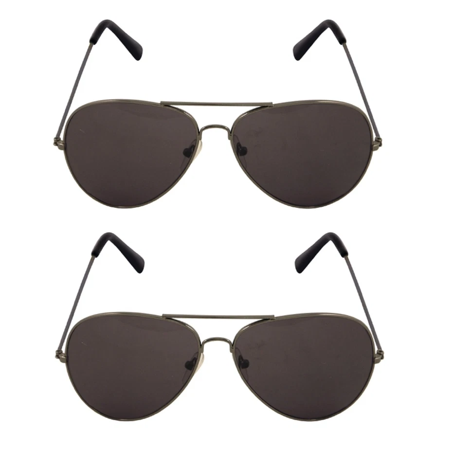 2 Pairs Of Pop Icon Rockstar Aviator Glasses Dark Lenses Adults Pilot Police Set - Image 1 of 1