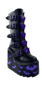 YRU  Bat Platform Boots [BLACK/PURPLE] - Picture 1 of 5