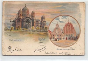 Latvia - RIGA - The Orthodox Cathedral - House of the Blackheads - LITHO - Publ. - Picture 1 of 2