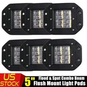 6X 5" INCH Flush Mount LED Flood Light Bar Rear Bumper Reverse Driving Spot Pods - Picture 1 of 18