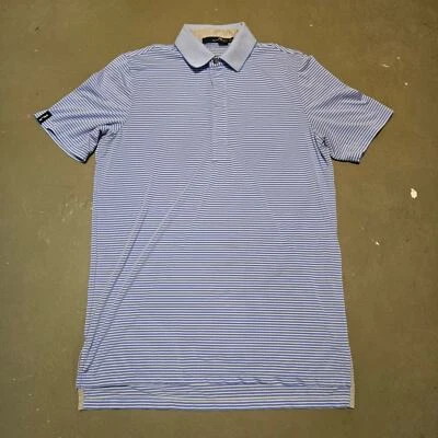 Polo deportivo RLX Ralph Lauren azul a rayas manga corta para hombre talla pequeña Foto 1 de 4