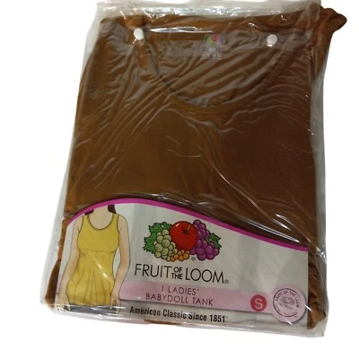 Camiseta sin mangas Fruit Of The Loom talla pequeña clásica bebé muñeca estilo marrón suave de colección nueva Foto 1 de 4