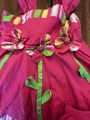 Bonnie Baby Girl 6/9M Dress Sleeveless Pink W/ Flowers & Bloomers - Image 1 of 4