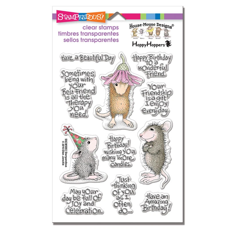 Stampendous 4x6 Friend Wishes Clear STAMPS House Mouse SSCM5003 Happy Birthday