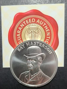 Murciélago Masterson BU Intaglio Mint Wild West Legends 1 oz plata fina .999 con certificado de autenticidad - Imagen 1 de 3