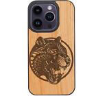 Étui téléphone antichoc pour iPhone 15 Pro Plus 14 13 12 visage de tigre en bois Magsafe