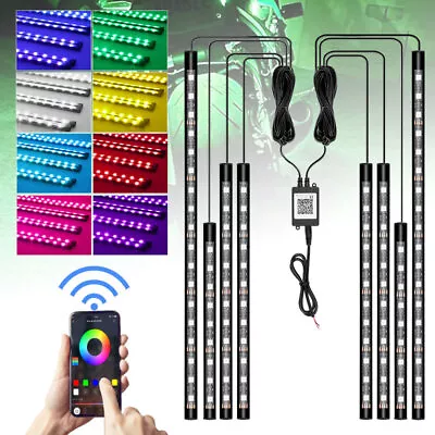 8X Motorcycle RGB LED Waterproof Under Glow Lights Strip Neon Kit APP Control AU - image 1 of 4