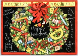 HOLIDAY WREATH SUSAN WINGET ART Lang Christmas Greeting Card New w/ Envelope MG2 - Picture 1 of 3