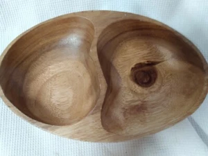 Vintage Handcrafted Beekman House Wooden 2 Section Serving Bowl mid century mod - Bild 1 von 4