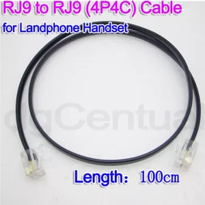 Nuevo RJ9 4P4C Teléfono Terrestre Cables Pieza de Mano Cables Planos 100 cm Negro - Imagen 1 de 1