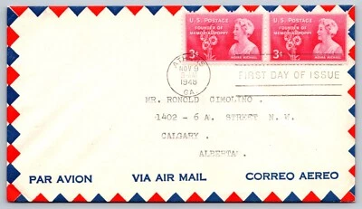 Founder Memorial Poppy FDC 1948 Air Mail Athens Georgia Cover 3c Moina Michael - Image 1 of 3