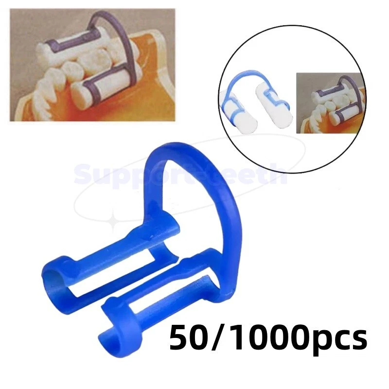 50pcs/Bag Dental Disposable Cotton Roll Holder Blue Plastic Teeth Clip Holders - Image 1 of 4