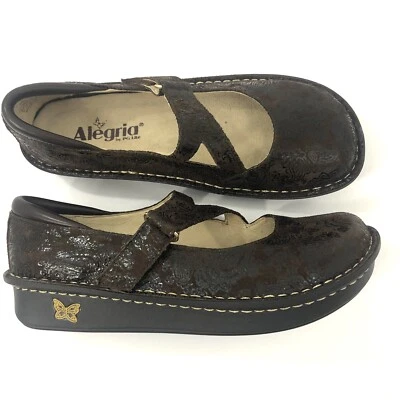 Alegria Paloma Marrón Paisley Mary Jane Zapatos Mujer 37 EE. UU. 7 - 7,5 USADOS EN EXCELENTE ESTADO Foto 1 de 4