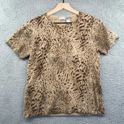Suéter de Colección LIZ CLAIBORNE Tejido Top Grande Estampado de Animales Pequeños Y2K Western Safari Foto 1 de 4