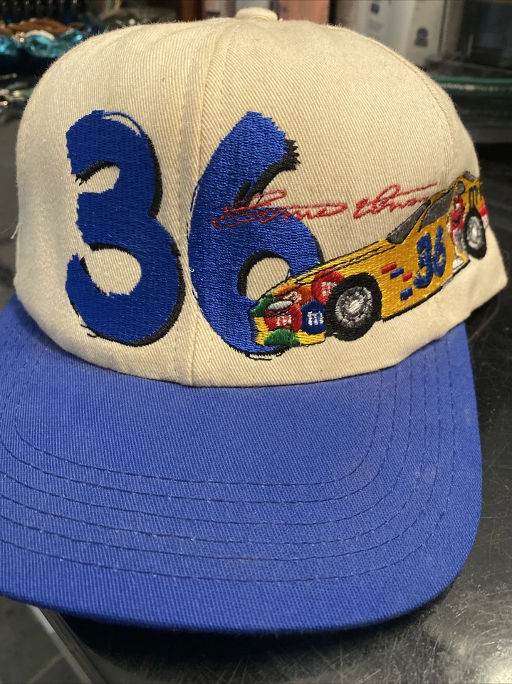 Vintage Ernie Irvan 36 NASCAR Logo Yellow Athletic Cap Hat - Image 1 of 3