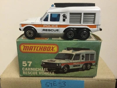 Vehículo de rescate Lesney Matchbox Superfast 57E-3 Carmichael, carrocería blanca Foto 1 de 4