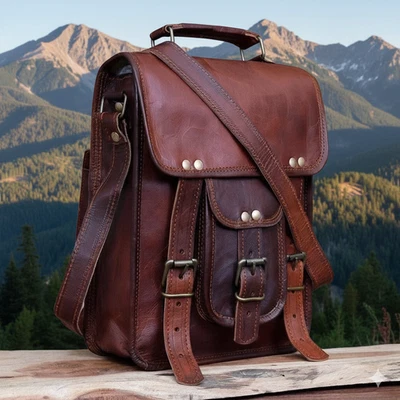 Bandolera de hombro Pro Max de cuero para mensajero de 15"" marrón Foto 1 de 4