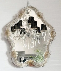 Nice Antique Murano Venetian Glass Large Mirror Made In Italy - Picture 1 of 20