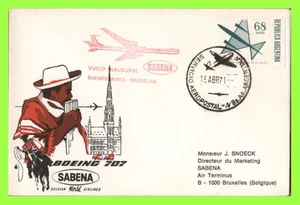 Argentina 1971 Sabena Boeing 707 First Flight Buenos Aires - Brussels - Picture 1 of 1