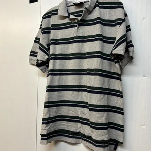 Trader Bay Polo Shirt Mens Medium Striped Ribbed Collared - Picture 1 of 4