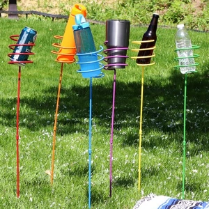32 in Steel Outdoor Drink Holder Stakes - Multi-Color - Set of 6 by Sunnydaze - Picture 1 of 6