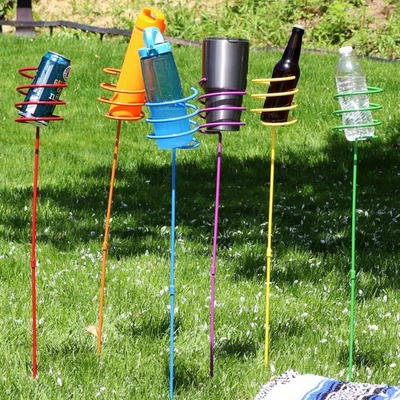 32 in Steel Outdoor Drink Holder Stakes - Multi-Color - Set of 6 by Sunnydaze - Image 1 of 4