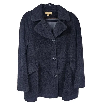 Katherine Kelly Black Wool & Alpaca Button-Up Coat 14 Old Money Quiet Luxury - Image 1 of 4