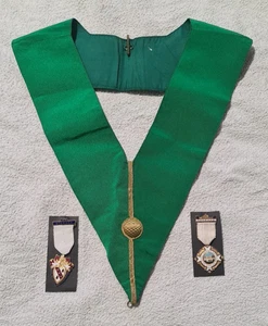 Allied Masonic Degrees : Green Collar + 2 Steward Jewels 1953 & 1979 - Foto 1 di 3