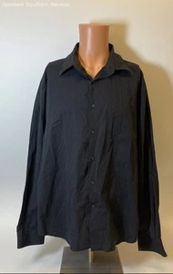 Perry Ellis Men's Black/White Pin Striped Long Sleeve Button Up - Size XXL - Picture 1 of 9