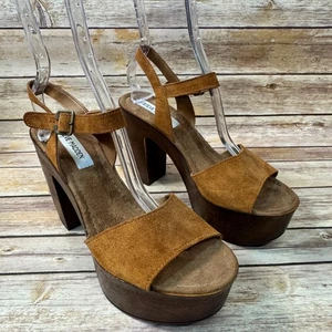 Steve Madden Damen-Sandalen braun Veloursleder Lulla offene Zehenpartie Plateauform 11 - Bild 1 von 9