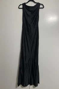 Anyfun Damengröße 4 Satin-Brautjungfernkleid mit Wasserfallausschnitt und offenem Rücken in Schwarz - Bild 1 von 13