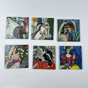 Set of Marc Chagall Six Coasters, Non-Stick, Made in France - Picture 1 of 11