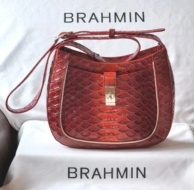 Bolso de Hombro Johanna Pequeño Brahmin Nuevo con Etiquetas en Heat Brasilia 💥 Cuero Genuino Foto 1 de 4