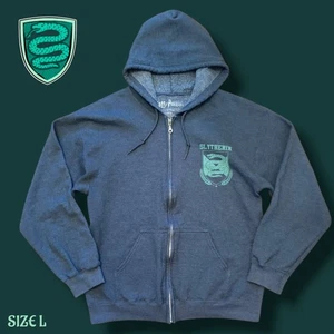 Offizieller grauer Harry Potter Hoodie mit durchgehendem Reißverschluss und kräftigen grünen Grafiken L - Bild 1 von 7
